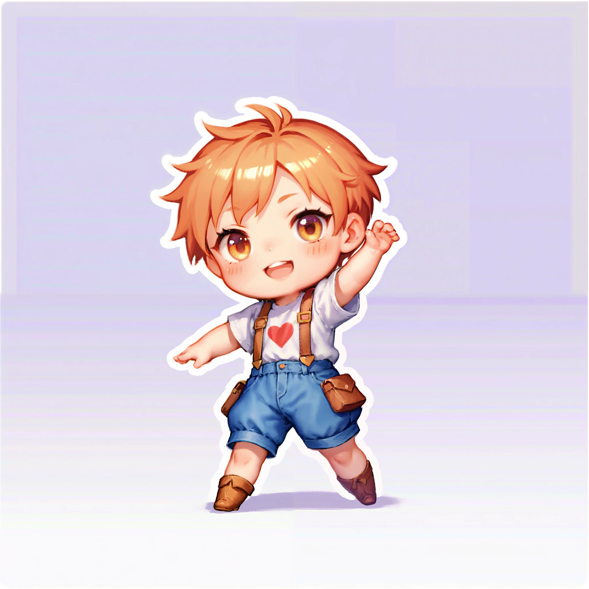 woman, short hair, cute outfit, chibi, t-pose, white background, full body,