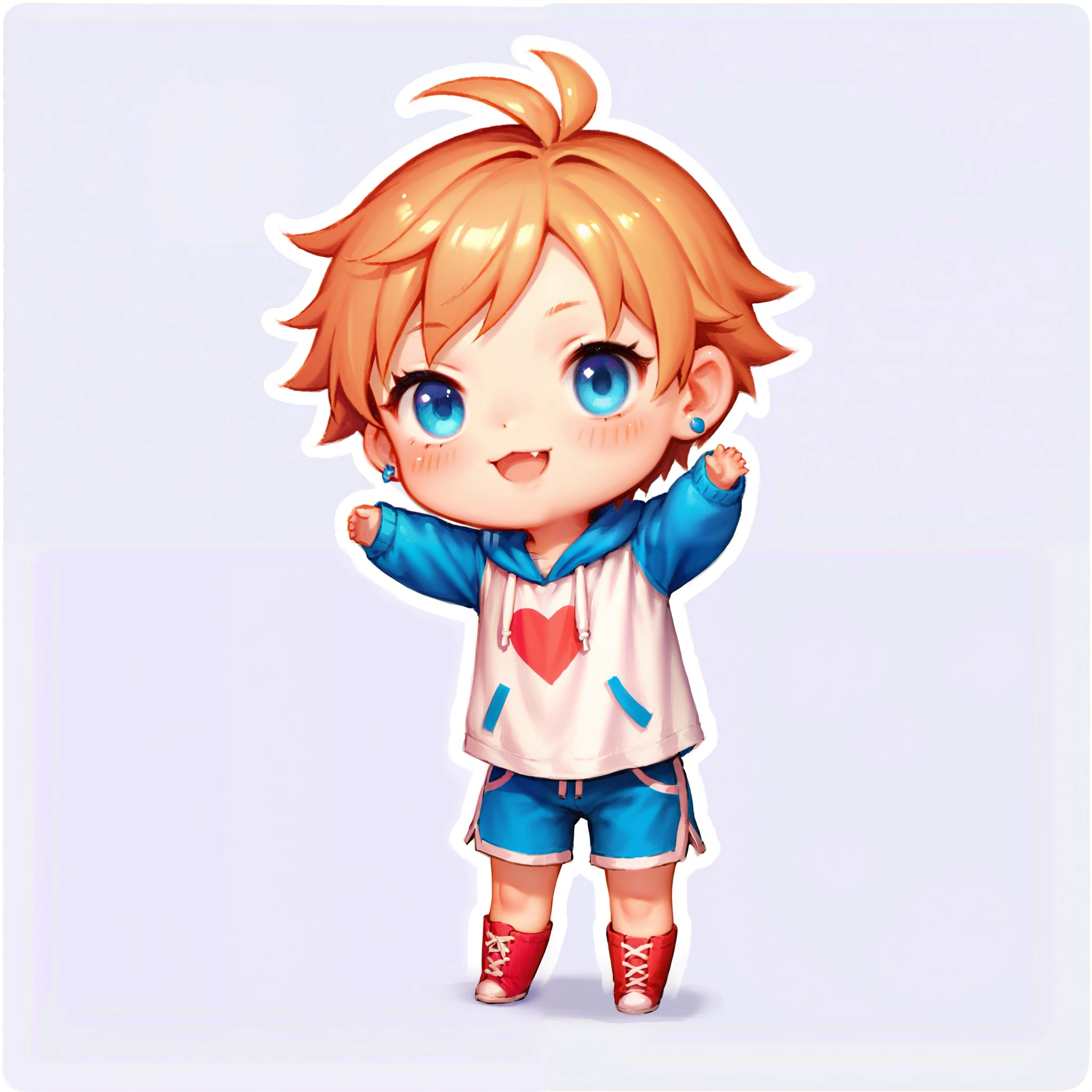 woman, short hair, cute outfit, chibi, t-pose, white background, full body,