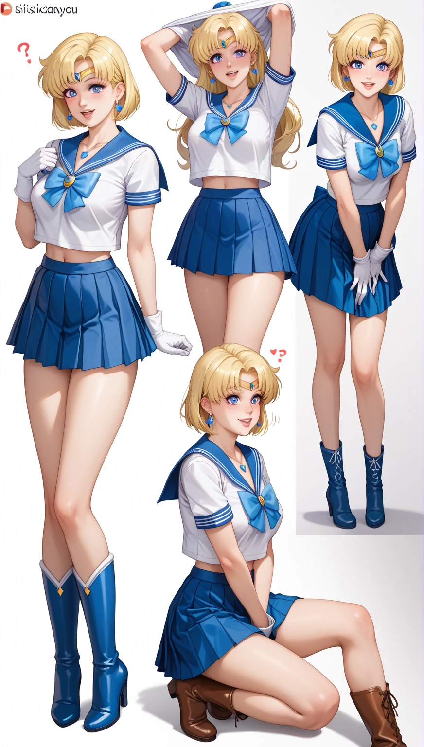 (nfsw, +18, Erotic Anime Art )、(highest quality:1.1), (masterpiece:1.4), (absurd:1.0), Portrait, Close-up,
1, sailor uranus, KizukiAi,, big and full breasts, aqua eye, blonde hair, sailor warrior uniform, sailor collar, chest bow, yellow ribbon, charming skirt, white elbow gloves, by the pool, (Smile:1.2), looking at the viewer, erect nipples、show off panties、super mini skirt、micro panties、(dynamic pose:1.2)、(Downから見る:1.2)、camel toe.between legs、belly button、spread your legs.(NSFW:1.2)、(Down :1.2)、between legsフォーカス、dynamic angle