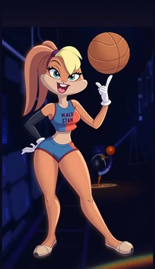 Lola Bunny con vestuario de basquetbolista mostrando el culo