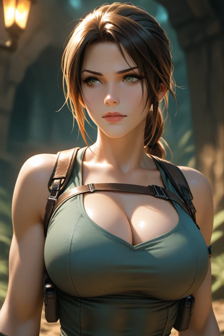 very beautiful detailed Lara Croft in the cave, Fabulously beautiful crystals, overdetalization, Unbelievable lighting, overdetalization, 8K, Unreal Engine 5, 3d визуализация, parallax, RTX, tmasterpiece, luminous minerals, volumetric glow, epic view, better lighting