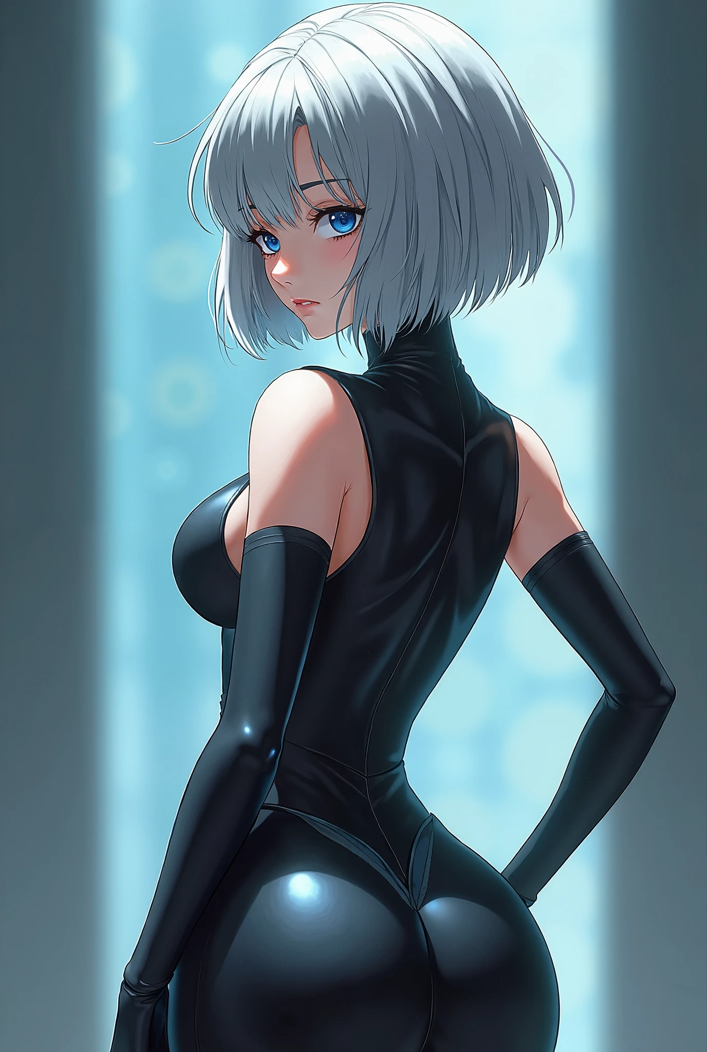 (masterpiece, best quality), 1girl, Gray Pixie Cut with Tapered Sides, small breasts, <lora:style_Yuban12003T1:0.8>