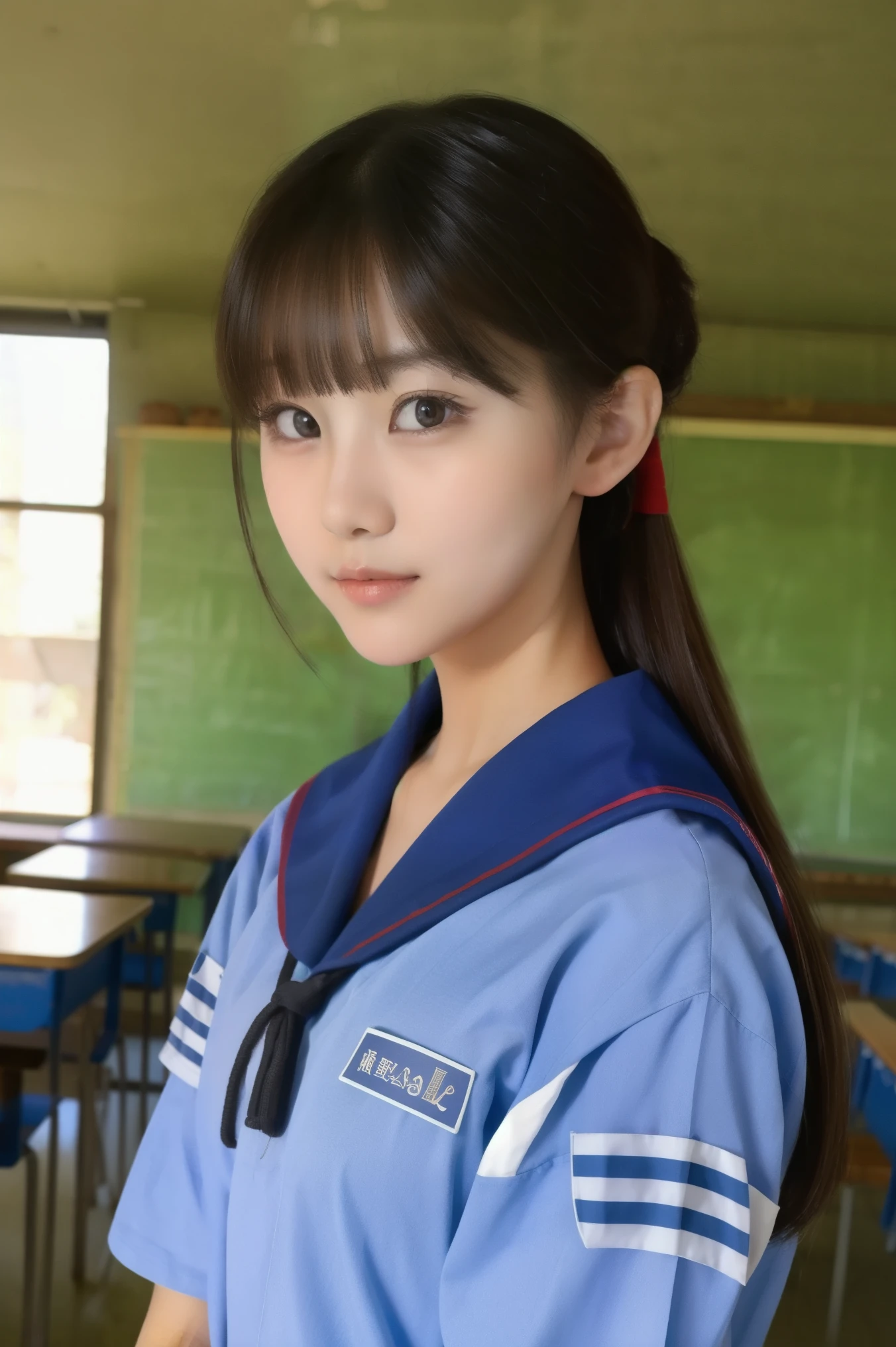 Girl in sailor suit in classroom、 portrait、 high definition、 high quality