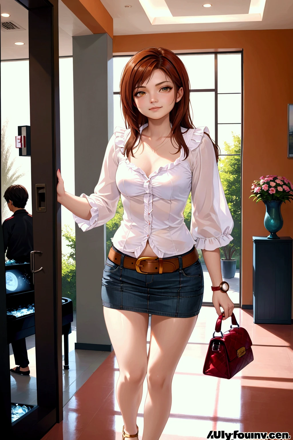 Girl with unbuttoned blouse