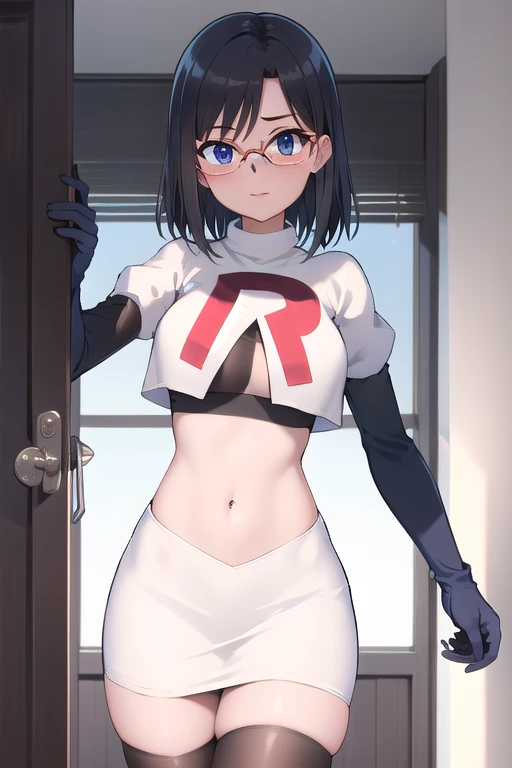 highres,masterpiece,perfect lighting,bloom,cinematic lighting,perfect skin,female,cowboy shot,(smile:0.8),narrow waist,skinny,choker,detailled eyes,sensual,pink lips,(glossy lips:1.21),pursed lips,glossy skin,oily skin,beautiful light,(day:1.3),bright,midriff,vector trace,outside,track and field,pixie cut,groin,groin tendon,sweat,wet,wet hair,topless,nipples,open jacket,pussy,thighhighs,bottomless,grass,tree,school,schoolyard,<lora:ryuko:1>,senketsu,matoi ryuuko,building,