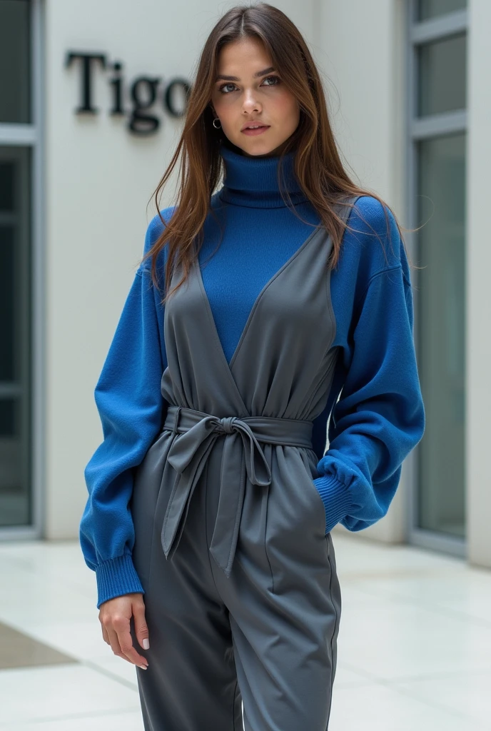 (ultra realistic,32k, masterpiece:1.2),(high detailed skin:1.1),( 8k uhd, high quality:1.1), 1girl,black hair, ponytail hair,bangs,(light navy long slevees, pullover dress, (pantyhose:1.2):1.1), covered nipples, visible nipples, <lora:add_detail:0.99>,  (looking at viewer, Bend forward:1.1), ,(glowwave:1.1),transhumanist utopia, merged biological and technological advancements, post-human existence