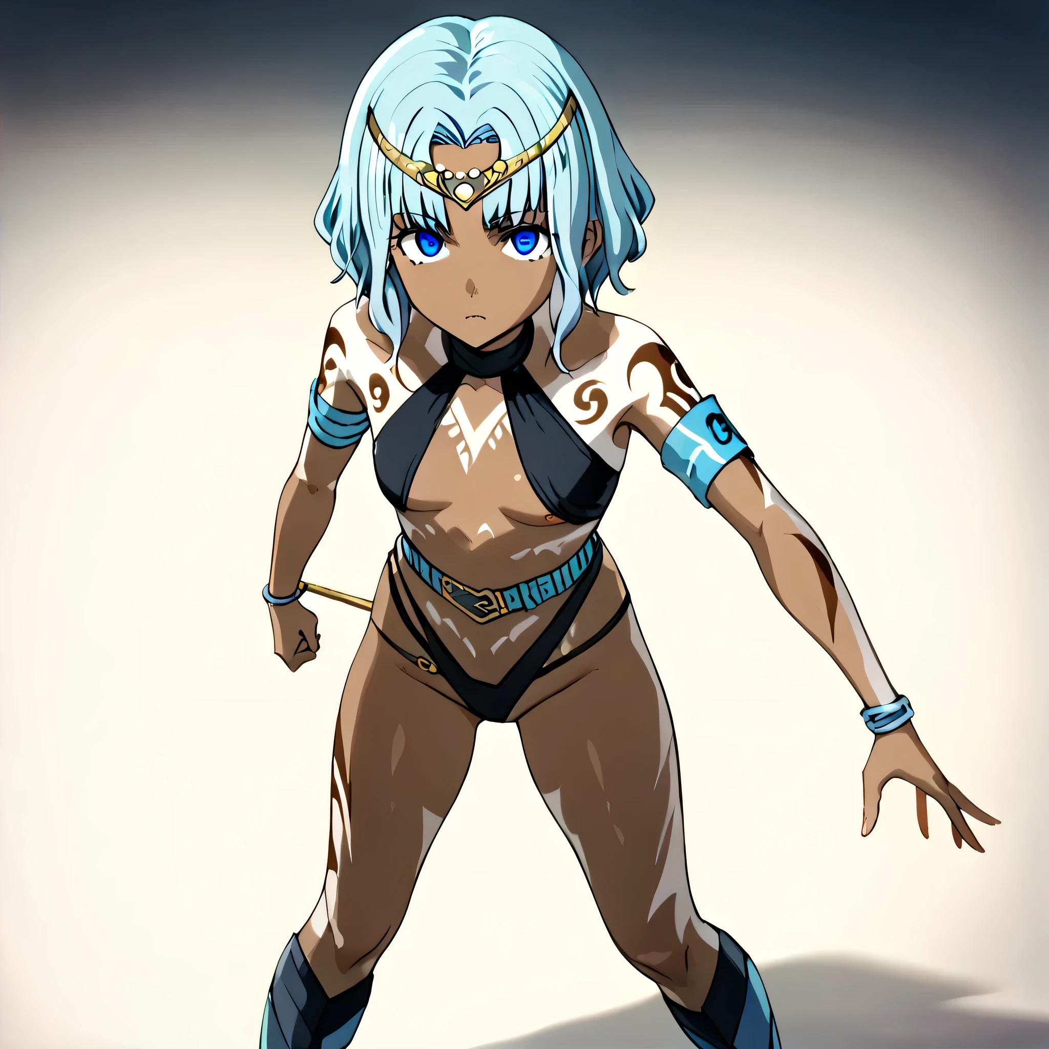 arafed image of a female character with a sword and a cape, skinny female fantasy alchemist, fey, complex fantasy character, cory chase as an atlantean, silvery skinned male elf, sexy pudica pose gesture, lady palutena, sfw version, pixiv contest winner, fantasy character, blue-skinned elf, fus rei, palutena, smile, red eyes, full body, blue hair