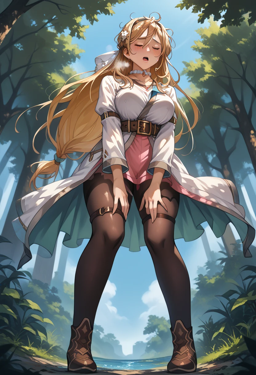 upskirt,white lace panties ,super detailed skin,smile,open mouth,day,daylight,sunshine,outdoor,woods,direct light,sunlight,lighting forward,lighting front,spot light,
best quality, High resolution,(Illustration:0.8), ((Beautiful detailed eyes:1.6)), extra detailed face, extremely details CG, (Perfect hands, Perfect Anatomy),masterpiece,perfect anatomy,anime keyvisual, geme cg,(((blonde hair, very long hair,pointy ears,twin drills,red eyes,ahoge,elf,drill hair,hair between eyes,bangs,hair intakes,hair behind ear))),cowboy shot,slim thighs ,(((upskirt))),white lace panties,sitting