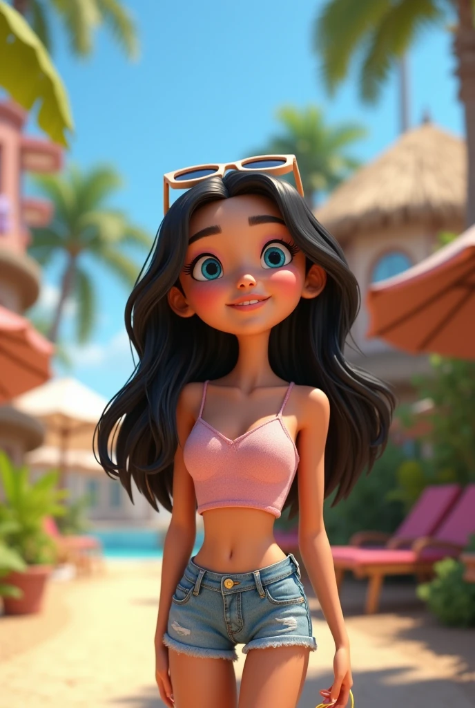 , , light blonde hair, white beauty, brown dark eyes, wearing Lilo's outfit from the movie Lilo and Stitch in red, no cleavage, on the beach cartoon, animation character, stylized character, animation style rendering, 3d stylized, Arnold Maya render, 3D stylized render, toon render keyshot, 3d character, 3d character, 3d rendering stylized, 3 d character render, cartoon character, Personagem de close up, character posing, (Pixar-style) (master part:1.2) (bokeh) (best qualityer) (skin detailed) (detailed texture) (8k) (Argilla) (cinematic lighting) (sharp focus