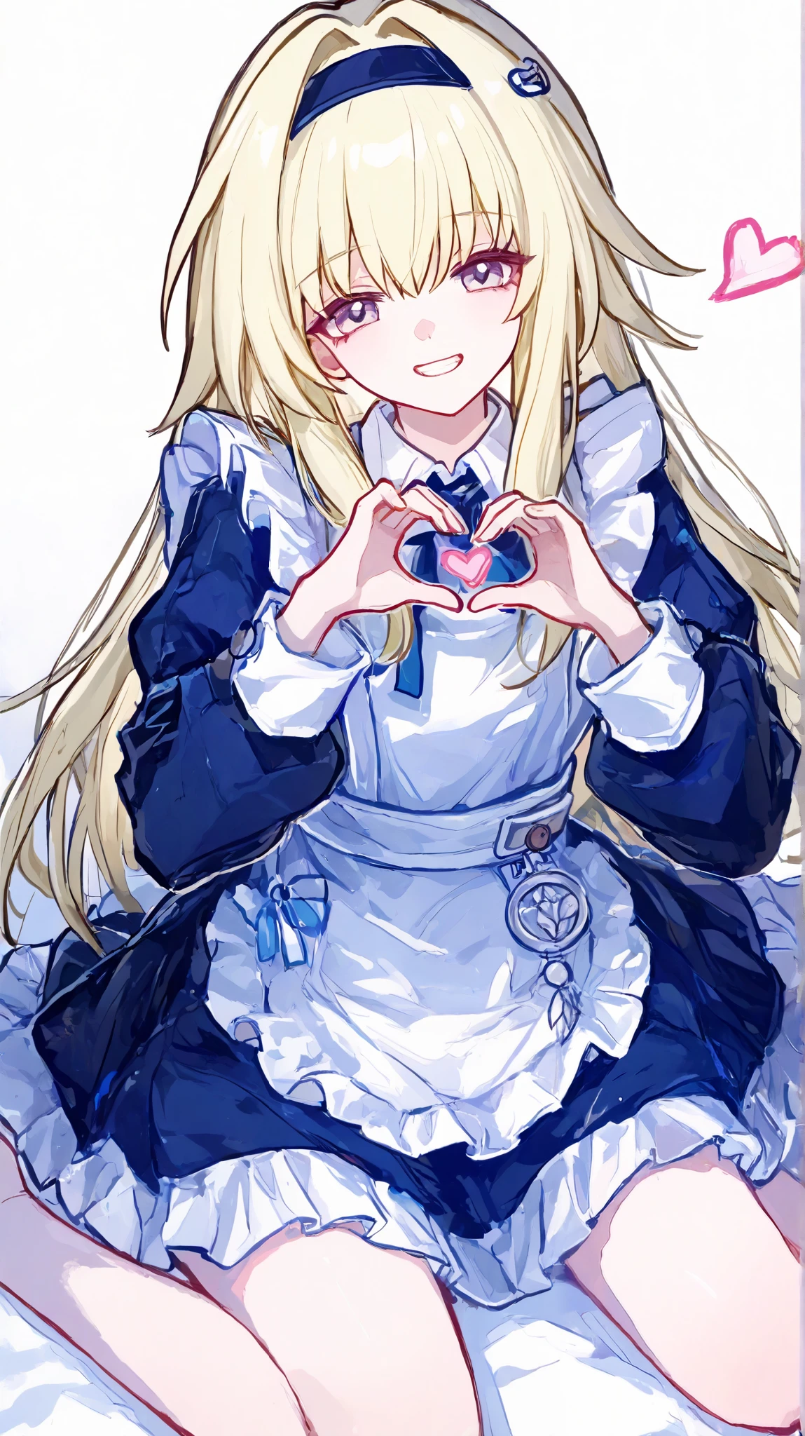 clara, Honkai Star Rail , wariza, maid clothes, hairband, heart hands, grin