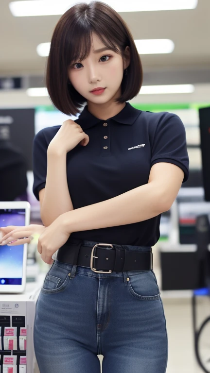 ((top-quality、masterpiece、photographrealistic:1.4、in 8K))、Beautuful Women1a person、25years old、beautiful hairl、delicate and beautiful face、Eyes and faces with detailed 、(Modern workplace with computer:1.2)、(Shirt:1.2)、(standing:1.2)、A smile、Beautiful lighting、Textured skin、Super Detail、high detailing、High quality、hight resolution、(looking at the viewers)、Detailed mouth、Opening Mouth、full body Esbian、tight skirts、Women at work、Fishnet Stockings、Coffee、window、Women who can work、high-heels