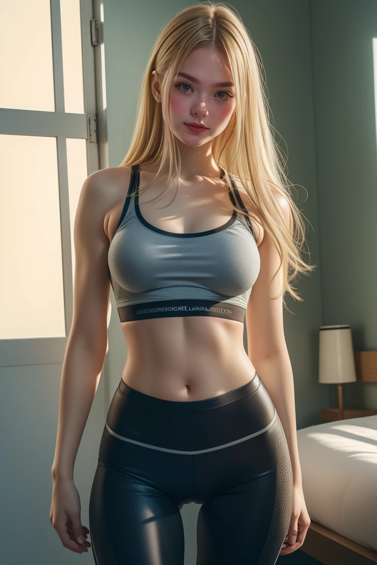 (((ultra realistic, ultra detailed, The best quality, 8k, HDR))), ((flat woman, tight underwear, skinny body)), (cameltoe, blonde), room