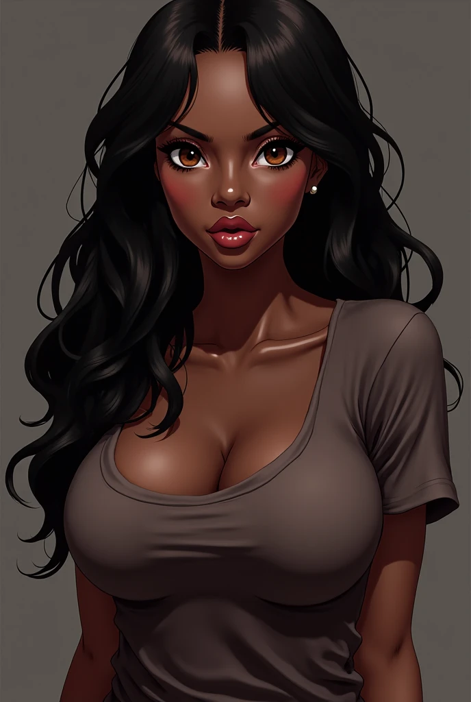 Masterpiece, high quality, (brown skin girl), goth, portrait, naked, piercings, bedroom background, moles on face, black eyes, vivid colors, studio lighting, small chest, petite