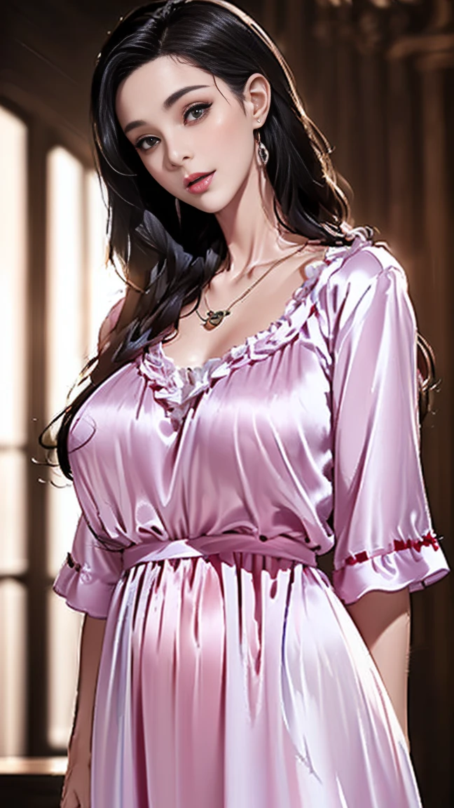 1Beautiful girl, extremely detailed CG unified 8k wallpaper, highly detailed, High-definition raw color photos, professional photography, Realistic portrait, teenager, brunette, long hair, "lace-trimmed romper - lavender with satin bow detail