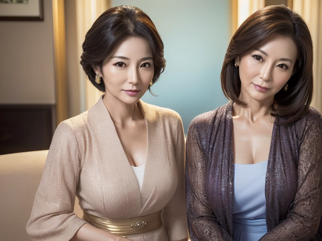 masterpiece,best quality, (1 milf), ((portrait:1.5)), makeup, glossy blue blazer, elegant black shirt, contrapposto, ((seduction expression)),