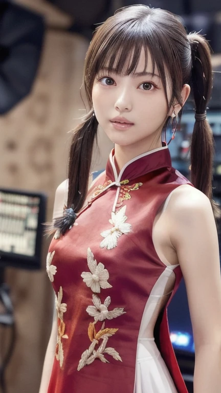 Beautiful breasts,sexy,Red Chinese clothing, whole body, sunlight, Clear Face, Clean white background, masterpiece, Super detailed, A magnificent composition, Ultra HD, high quality, Very detailed, Official Art, Uniform 8k wallpaper, Super detailed, 32k