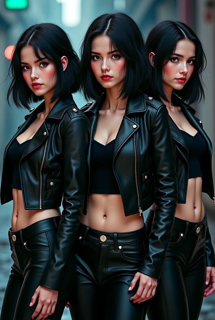 (2 girl) in dance concert , standing front of stage, (Blue jacket) , black skirt, Wild rebel haircut, short red hair, dark red lips, dark heavy eyeshadow, piercings, lip rings, earrings, eyebrow rings, nipple rings, goth, dungeon, dark, dimmed light , dark erotic fantasy , NSFw  