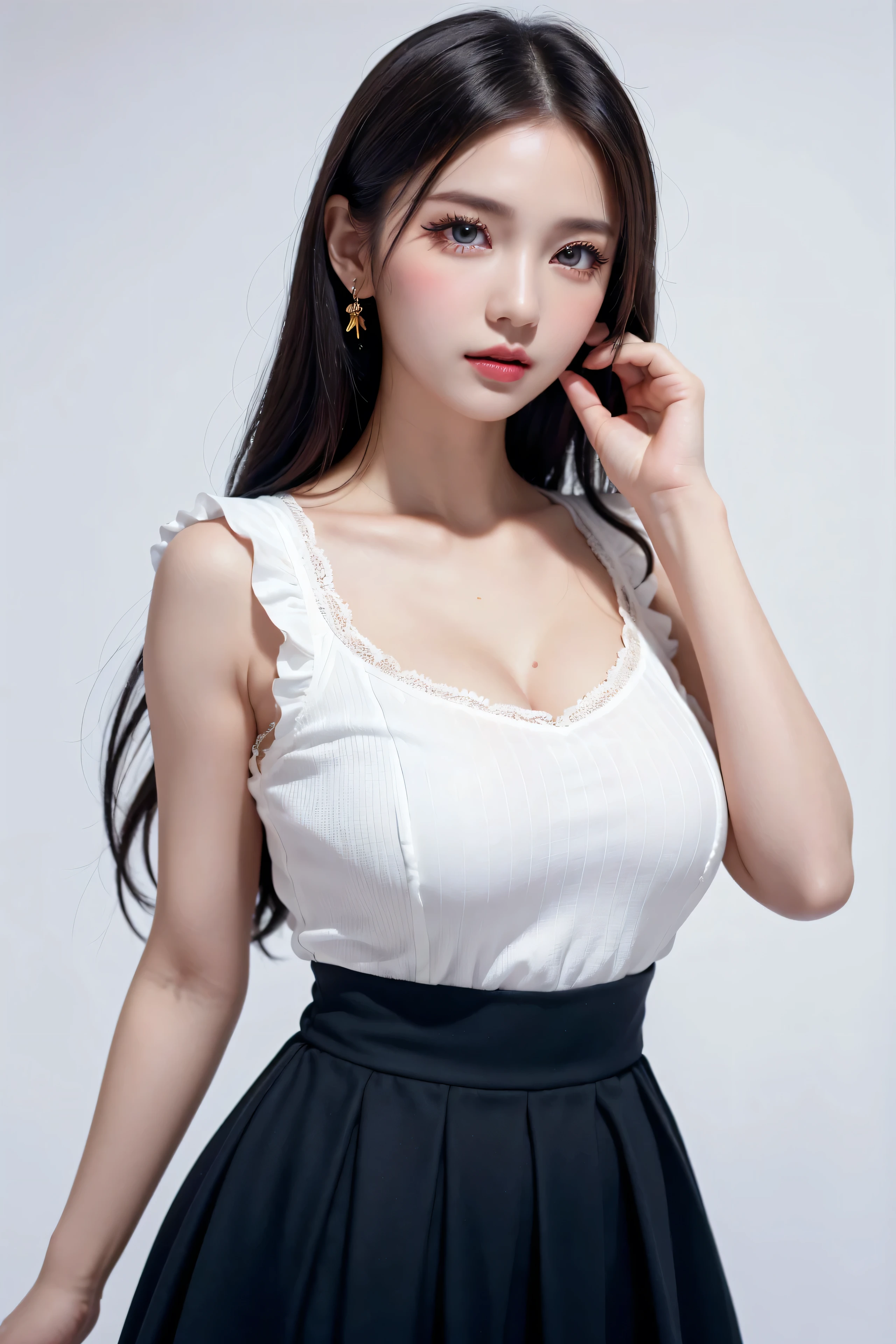 masterpiece、best quality、illustration、 Very detailed、Fine details、 high resolution、8K Dende Wallpaper、Perfect dynamic composition、17 years old beautiful girl、Clean high school、Detailed beautiful face、Detailed beautiful eyes、Textured Skin、Shy laugh、Small Breasts、Bold and sexy pose、Uniforms、Lace panties