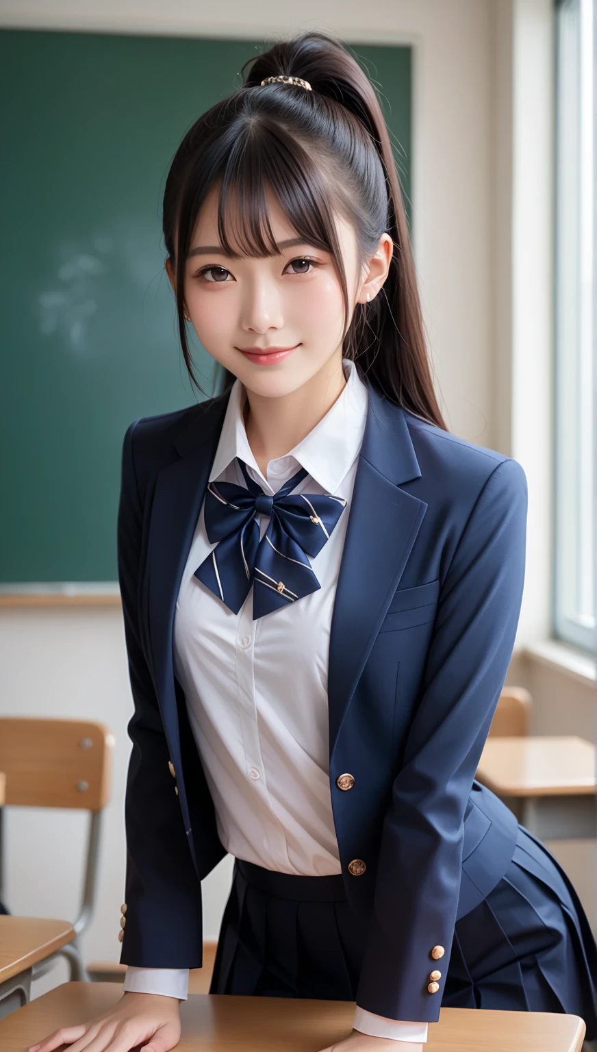 highest quality, shape, Super detailed, small details, High resolution, 8k wallpaper, perfect dynamic composition, beautiful detailed eyes, natural lips, magic school uniform, plaid skirt, school uniform, wearing school uniform, sexy, 1 girl, smile, shiny skin, show off sexy panties, spread your legs, put your knees up, NSFW,