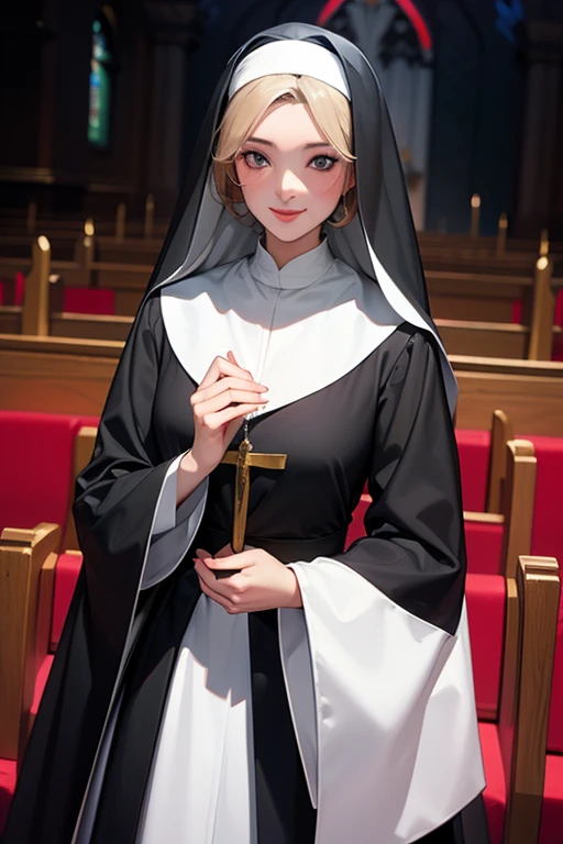 ((midnight chapel)), Grace Kelly, nun, looking at camera kindly, smile