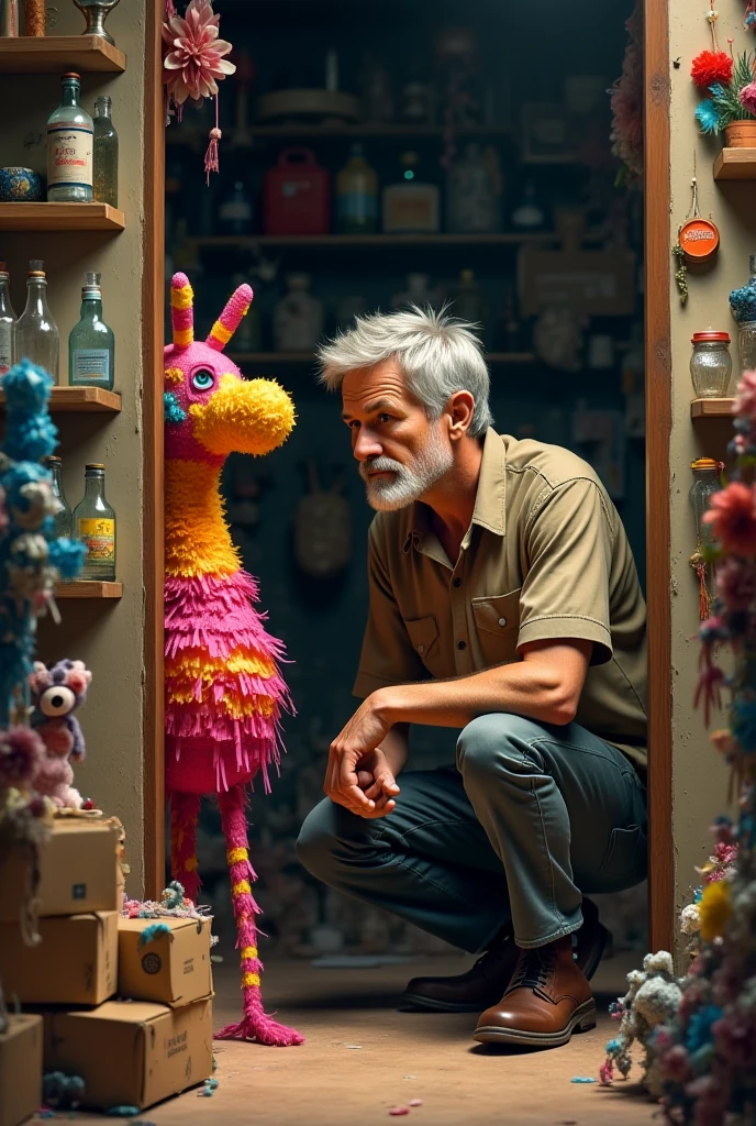 HD, (Best Detail) (Best Quality), There's a Man Standing by the Fence Holding a Cell Phone, Miniwool Style of an Isometric View of a Cute Miniature Bedroom, Made of Wool, Product Photo, Fantastic Mr. Fox Style, Cute, Glass Eyes