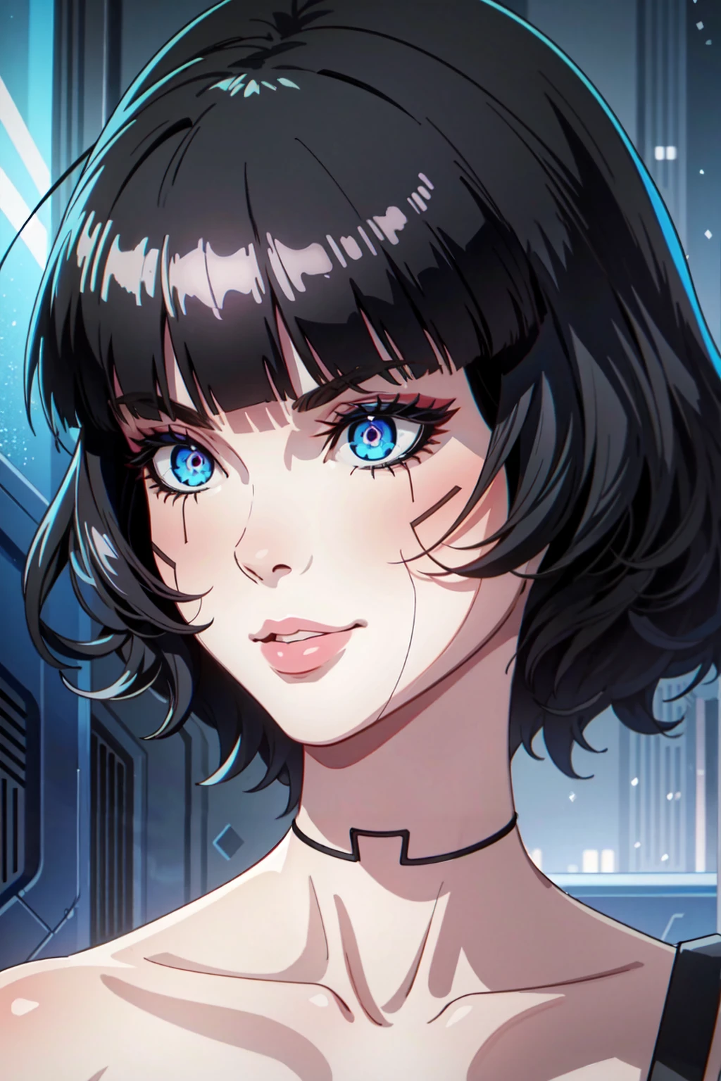 black hair, blue eyes, black suit, <lora:Sasha_v.0.1:0.7>