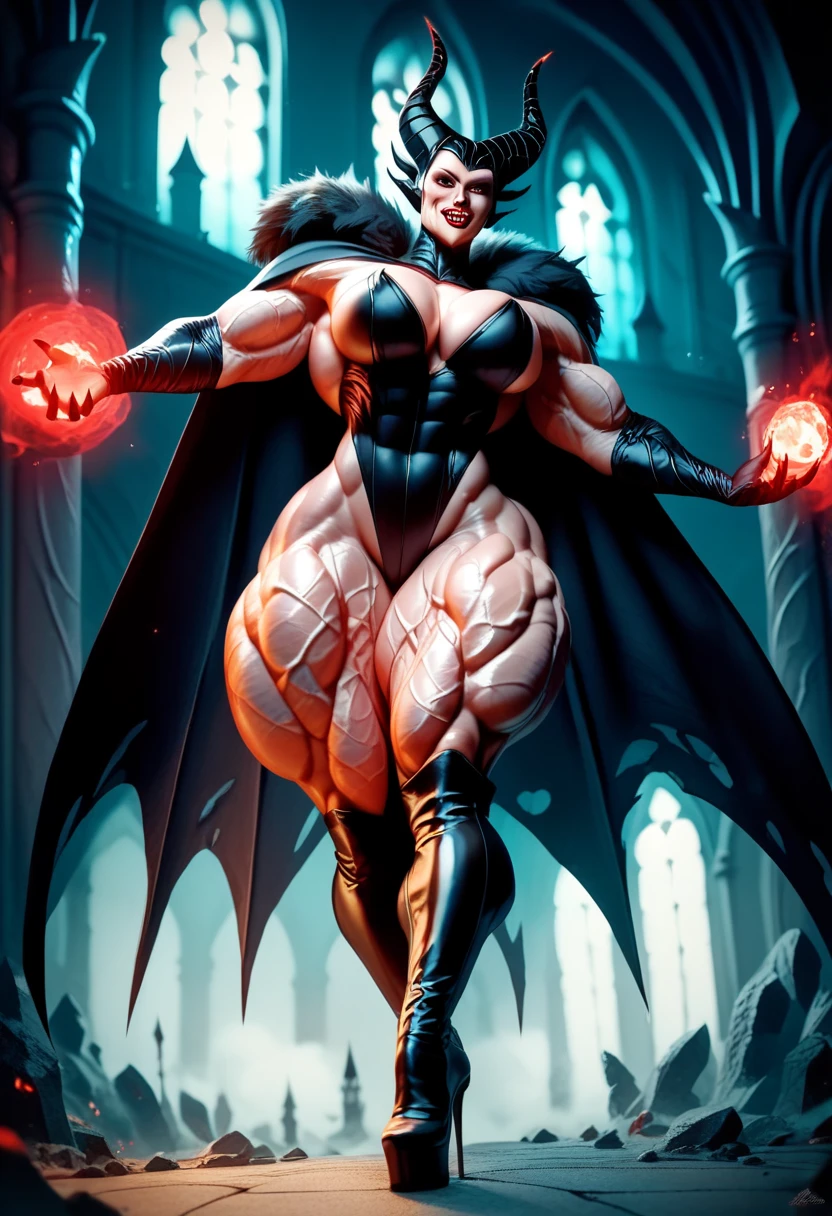 Red skin succubus tiefling, digitigrade legs, full breasts, large breasts, black horns, wings, huge tail, black leather, crop top, long flowing pelvic curtain, tall, toned, graceful, thin, long black ponytail. Action scene, whip. Dark scene, explosions, night sky.