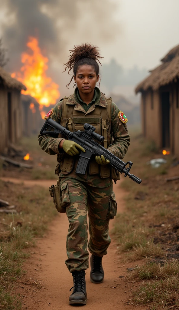 female soldier smoking
