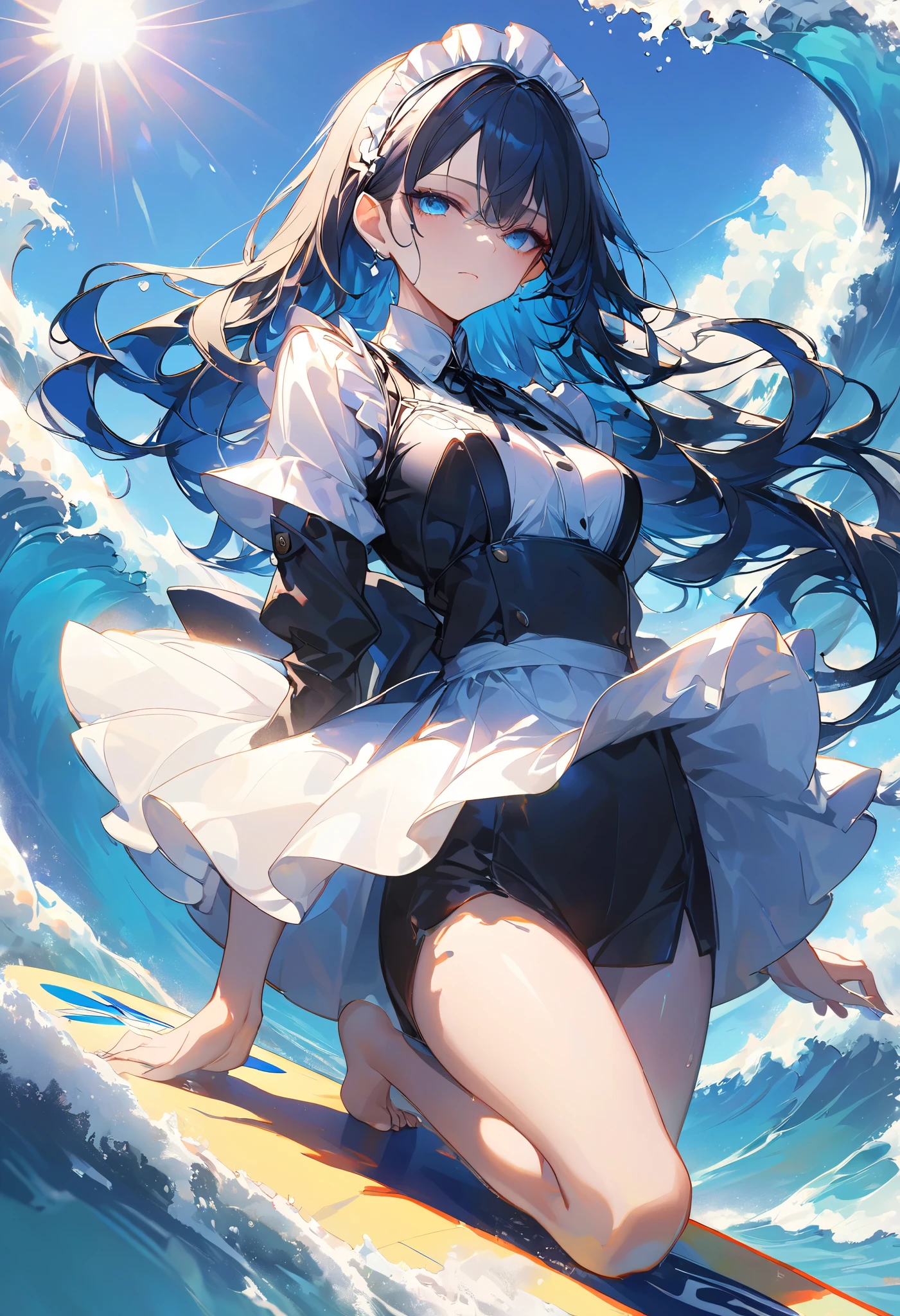 demisub, colored skin, makeup, earrings, Blue eyes, white skin, black hair, high heels, demi, white footwear, high heels, detached collar, blue, blue, robot, masturbation,blue nipples, blue vagina, hyper breast