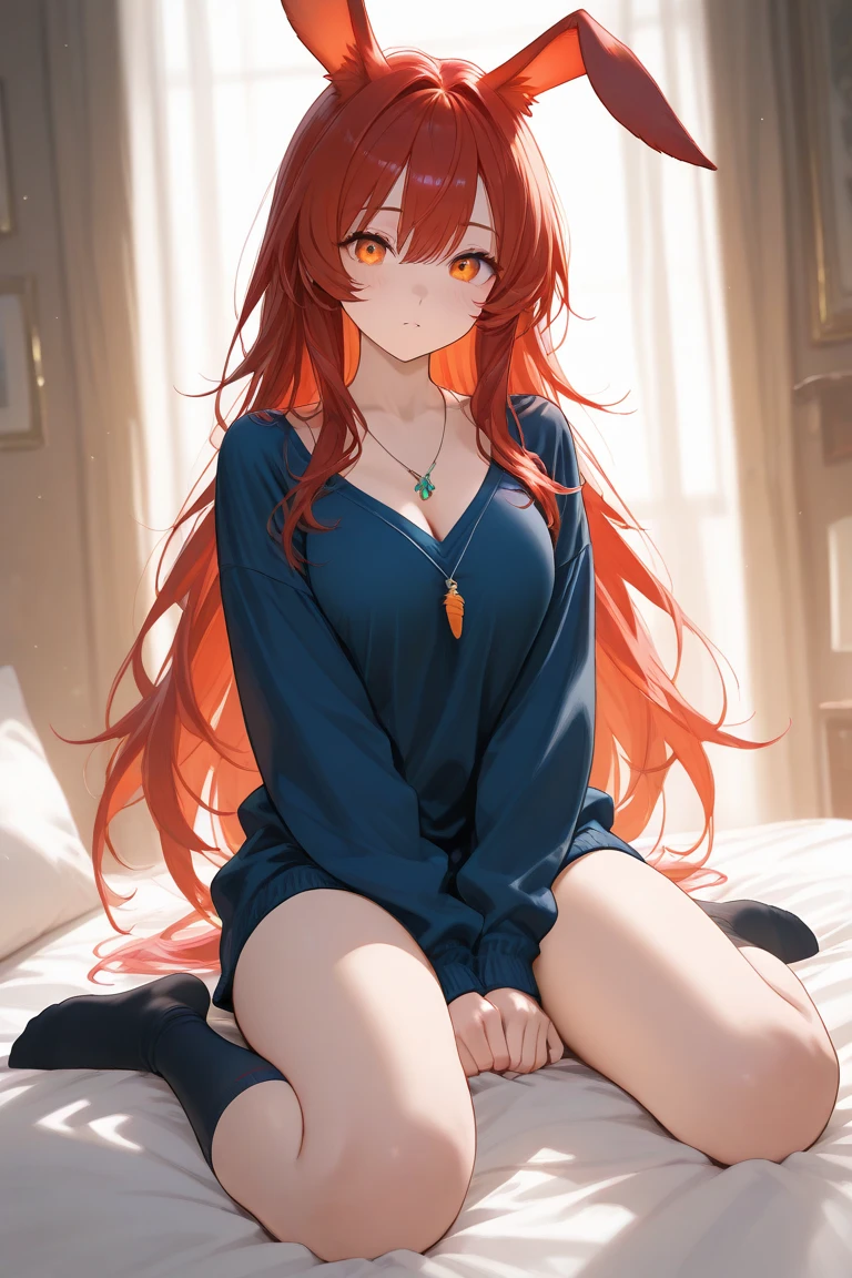 itsukinakano, Itsuki Nakano, bangs, blue eyes, hair between eyes, Ahoge, redhead, Sleeping Girl,smile,Bedroom, windows,ロマンチックなmorning陽,極度のsunの光,morning,sun,sitting up in bed,Open T-shirt,black string underwear,messy hair,Waking up,good morning,
break indoors, Bedroom,
break (masterpiece:1.2), highest quality, High resolution, unity 8k wallpaper, (shape:0.8), (fine and beautiful eyes:1.6), highly detailed face, perfect lighting, Very detailed CG, (perfect hands, perfect anatomy),