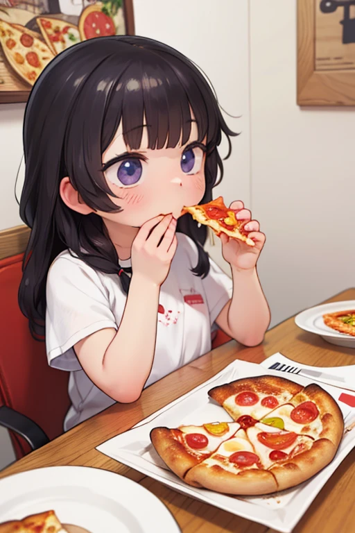 Girl eating pizza