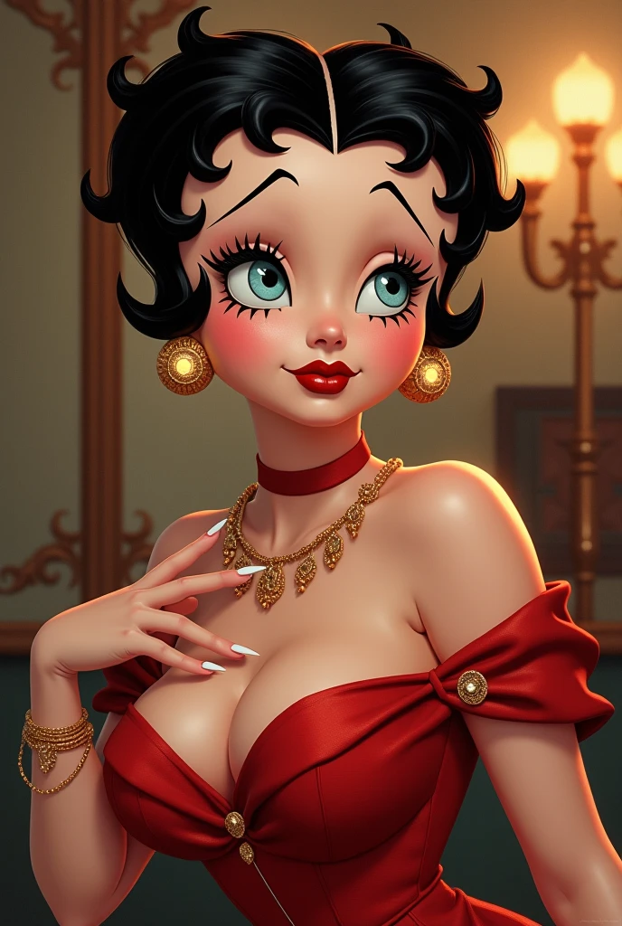 A woman dressed as Betty Boop, sitting on a piano in a sensual pose, inspired by the art style of David Stevens, vintage aesthetic, hyper detailed, cinematic lighting, dramatic colors, intricate textures, beautiful detailed eyes,beautiful detailed lips,extremely detailed eyes and face,longeyelashes,intricate details,high quality,8k,photorealistic,masterpiece,elegant,cinematic,chiaroscuro,vibrant colors,dramatic lighting,dynamic composition,realistic skin texture,pinup style
