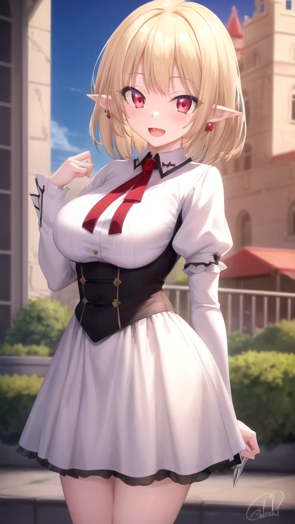 (NSFW:1.2), (8K, RAW photo, best image quality, masterpiece: 1.4), (Highly detailed CG Unity 8K wallpaper, highest quality, High resolution: 1.2), (ultra_be familiar with, UHD: 1.2), super highly be familiar with, (realistic, realistic: 1.48), 1 girl, clear eyes,large breasts,shiny hair, beautiful be familiar with cold face,enchanting smile, Beautiful and delicate eyes with intricate details,very accurate details,skin dents,outdoor,perfect face,perfect body, beautiful eyes, beautiful face,an illustration of a young woman in tight fitting outfit holding a whip, 1girl, houshou marine, solo, virtual youtuber, breasts, twintails, red hair, heterochromia, thighhighs, red eyes, yellow eyes, skirt, white gloves, gloves, long hair, looking at viewer, hair ribbon, ribbon, white background, red skirt, smile, ascot, blush, large breasts, pleated skirt, covered navel, sleeveless, brooch, see-through, jewelry, red ribbon, cleavage, lace-trimmed legwear, red ascot