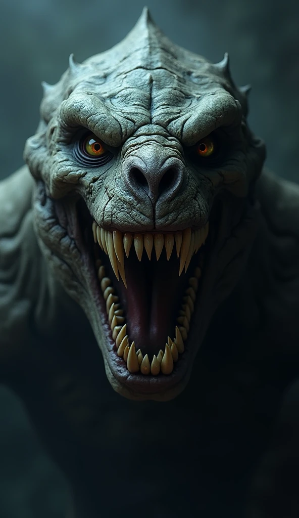 Sharp teeth、Mouth wide open、Close-up of the mouth、dark　That&#39;s horrible