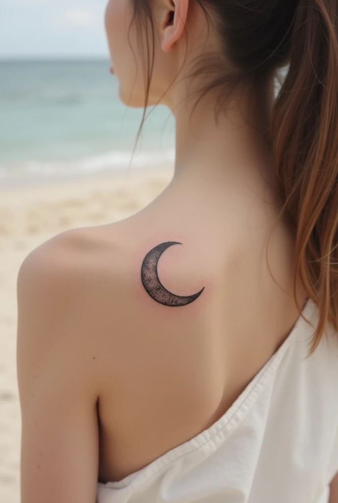 Generate a minimalist style straight multi moon tattoo design on a WHITE BACKGROUND for the spine