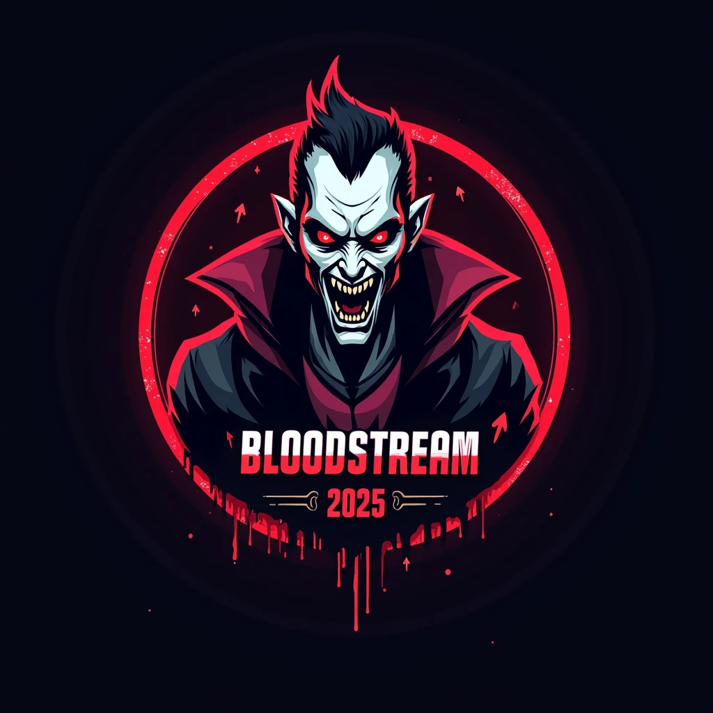 An esports team logo which has "BloodLine" name  in logo and the logo should be of Red colour with a devil