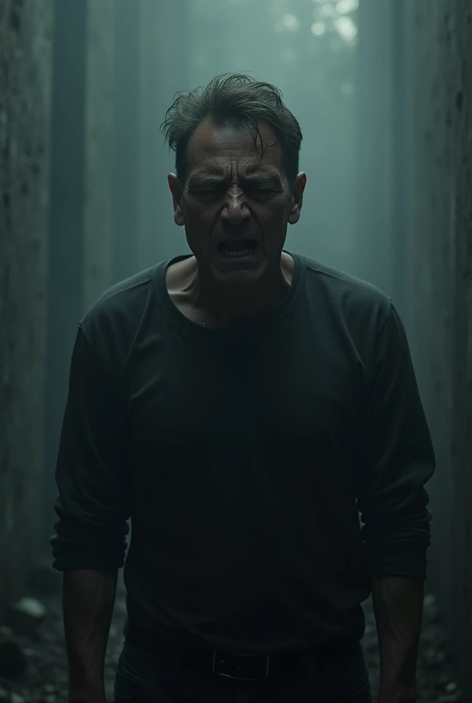 a man in a dog position,screaming and moving in a weird and jerky manner,highly detailed,cinematic lighting,dark and moody atmosphere,dramatic,horror,gritty,unsettling,intense emotion,psychological thriller,chiaroscuro lighting,deep shadows,dramatic contrast,visceral,raw,powerful,dynamic,unsettling,intense,disturbing,best quality,4k,8k,highres,masterpiece,ultra-detailed,realistic,photorealistic,photo-realistic