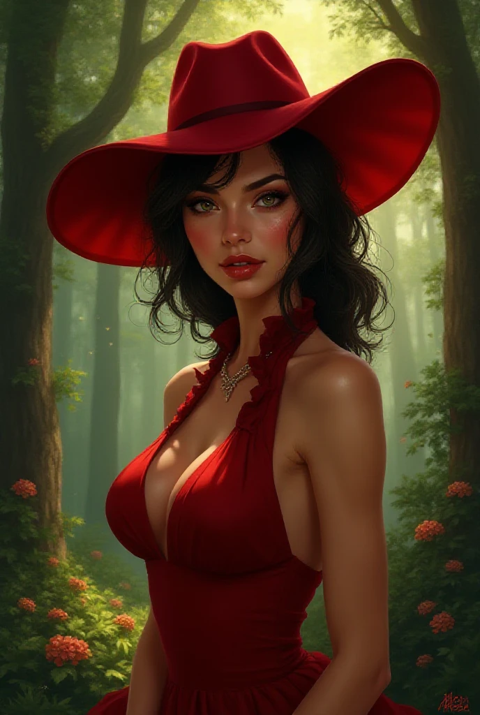 female fox mid transformation, solo, masterpiece, best art, victorian dress. detailed hands, detailed eyes, detailed torso, jungle, expression, transformation, human face, red shaggy hair. Hourglass figure. red lip stick, sexy pose.