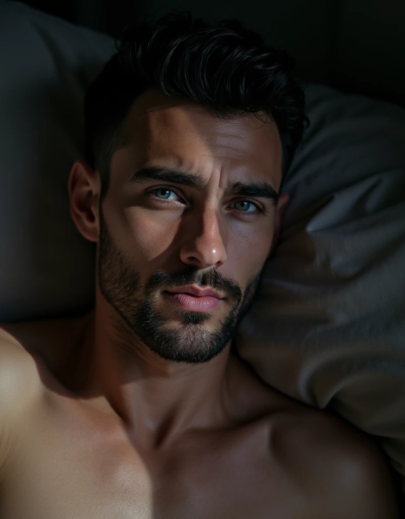 Oscar Piastri naked in bed stroking his cock