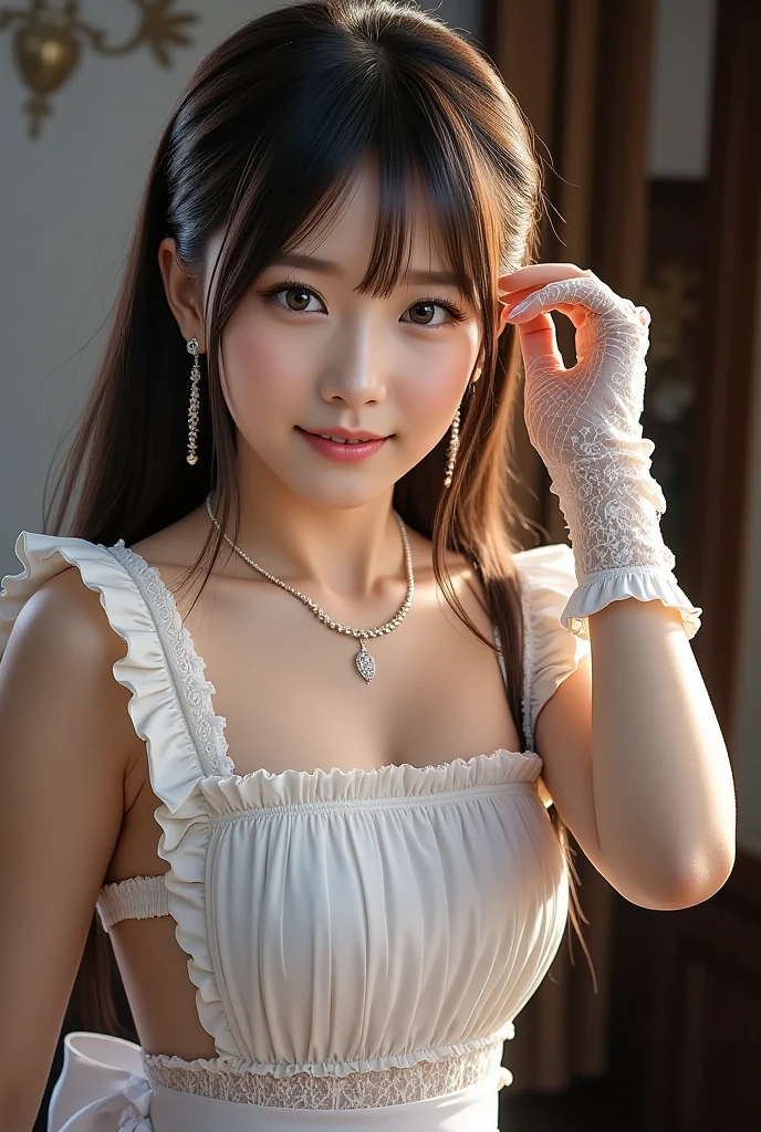 ((China dress:1.3)), , Skin color, big , smile, (8K, RAW Photos, Highest quality, masterpiece:1.2), masterpiece, super detailed, super high quality, (Realistic photos:1. 37), High-resolution RAW color photos, Very delicate and beautiful, highly detailed, 8K壁紙, wonderful, detailed, Very eye, very detailed, very detailed skin, very thin fingers, very detailed nose, very detailed mouth, Perfect Anatomy, Upper Body, Transparency, Idol, 韓国Idol, Sculpted idol pose, 18-year-old, cheap, Italy, Australia, Breaking ((Upward glance)), ((angle From above: 1. 3)), From above, Looking into the camera,Lure