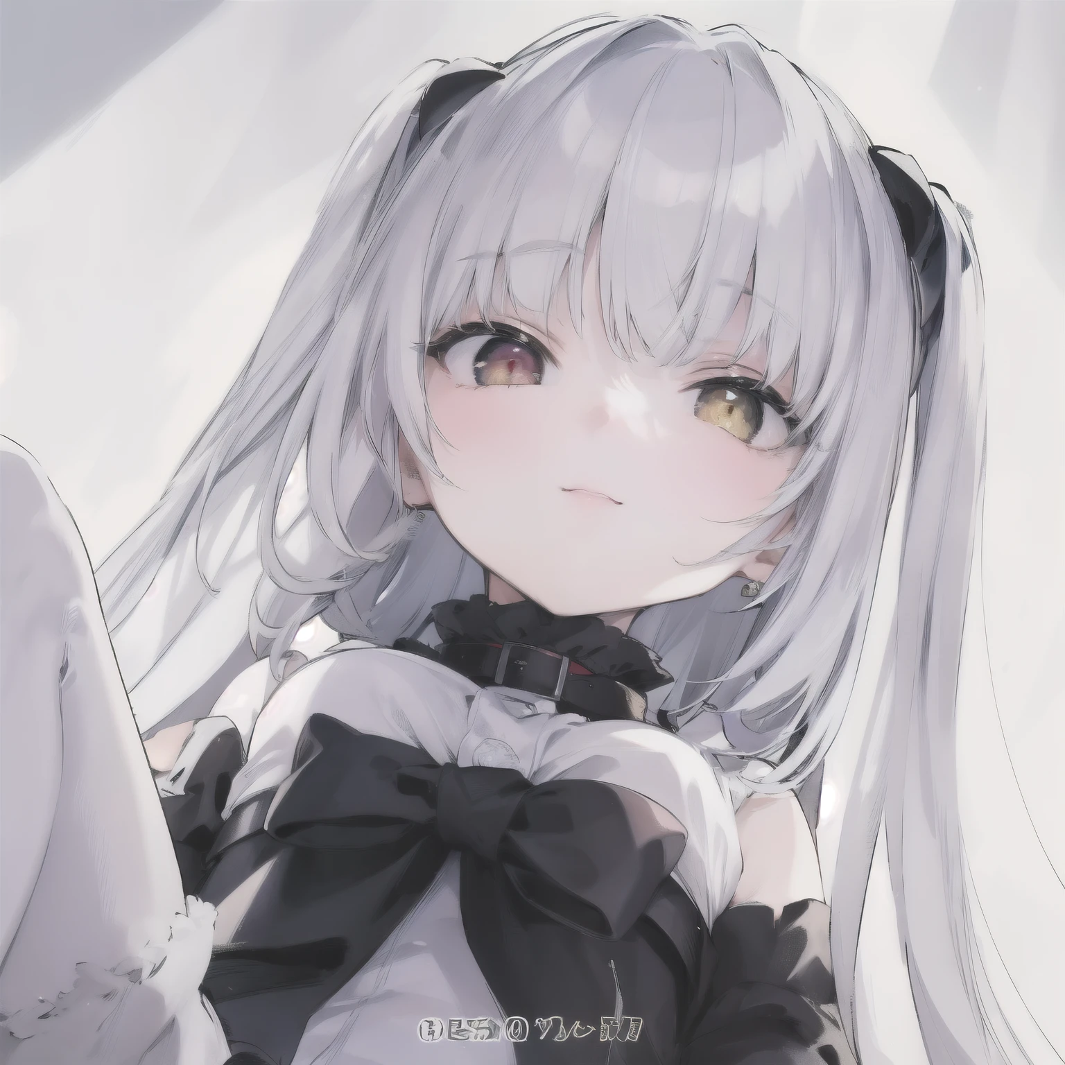 (Anime Girl, Anime Catwoman, White Cat Girl, NYARUKO-san): 1.2, (Long White Hair, Black and White Costume, White Hair Fox): 1.1, (Cat Ears): 0.8, (Girl Front, Night Core): 1.2, (Cute, Beautiful): 1.3, Image Style (Girl Front): 0.9