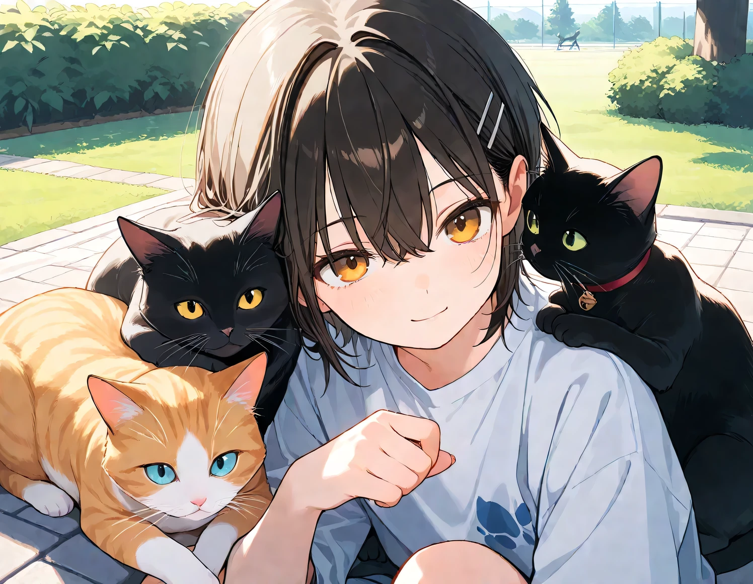 (masterpiece), (best quality), (ultra-detailed),
animal, cat, focus cat, outdoors,