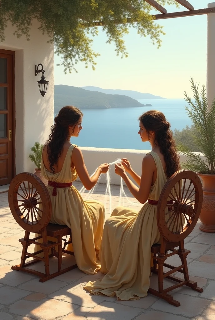 Woman with long hair down to her feet
woman engaged in lively conversation, immersed in the atmosphere of the ancient Greek past, show the faces from another angle. captured in an artistic style similar to that of Alma Tadema. The image, while a realistic visual representation, avoids showing any reference to modern technology. Instead, the scene is portrayed as if it were a classic.
without the presence of the Canon EOS 5D Mark IV camera used to