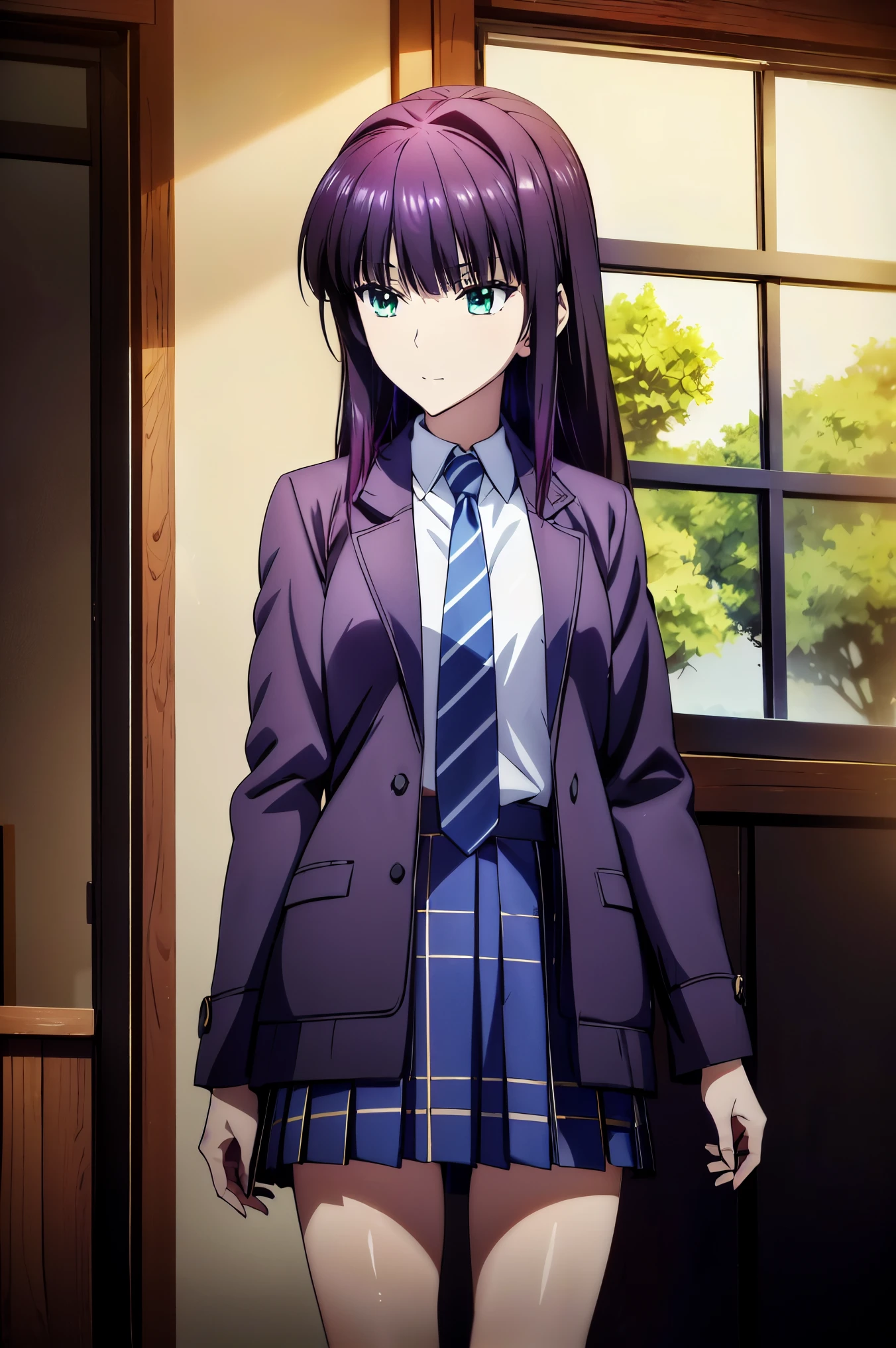赤 purple hair, green eyes, eyes like jewels, Ultra High Resolution, ((( green eyes))),赤 purple hair, beautifulアニメ高校の女の子,(Masterpiece:1.2, 最 high quality ), ( is present, photo is present:1.4), beautifulイラスト, ( natural light , Movie Screenplay ), nsfw, watch viewers , COWBOY SHOOTING , front view:0.6, 1 girl, Japanese, university student の女の子, Perfect face, beautiful髪, beautiful顔, beautiful and amazing eyes, beautiful鎖骨, beautiful体, beautiful胸, beautiful太もも, beautiful足, beautiful指 , ((( navy jacket ), Light Blue Collared Shirt, Dark Blue Pleated Mini Skirt Vibrator , Black Socks , blue tartan ribbon tie )), ( beautiful風景), evening , Riverside, walk, smooth anime cg art , 魅惑的な Anime Girl , Let's Make a Girl in a Long Coat , high definition, very detailedなイラスト, High Resolution Faces in a Gorgeous Guest Room , RAW photos in the loop, film grain , standing , UHD and 8K Connection , 長い赤 purple hairと green eyesをした Anime Girl , anime moe art style , 若い Anime Girl の接写, smooth anime cg art , beautifulアニメの university student の女の子, anime moe art style , シュールな university student の女の子, Anime Girl , 魅力的な Anime Girl , シュールな university student の女の子, GIRL WITH SHINY CLOTHING , high definition, CG Details , high quality shadows, beautiful、delicate face、All the details , ディテール beautiful DELICATE EYES FULL OF DECISION,break( High Resolution 8K Wallpaper ),(高度に CG Details 8kの壁紙),Makima ( chainsaw man ),Scathach ( destiny / Grand Order Required ),reika shimohira , high definition, とても繊細で beautifulCGイラスト,最 high quality , is present Feeling , is present fabric, is present texture,((( debris flies))), (((最 high quality ))),8k,At 32k,Masterpiece, beautiful and charming anime woman , supermarkets, very detailed, high definition,シュールな university student の女の子,Masterpiece, 最 high quality , high quality , Freshness , high quality texture, high quality shadow, high detail, sex, 1 girl, university student , alone,I, alone, alone, ADULT BIB , beautiful長い脚, beautiful胸, beautiful太もも, Tight Legs , beautiful leg line , Slender Waist in an Unmanned Bar ,Mature body girl, big breasted with a cross eye, beautiful胸,reddish purple hair, purple hair, BLACK CURRANT HAIR , charming Anime Girl , colorful hair, Straight Hair ,shy smile,幸せそうなsmile, Brilliant Appearance ,cute smile,Cool Beauty, beautiful女性, handsome face , beautiful写実性, Attractive Figure , enchanting face , Calm Expression , beautiful髪,smile, colorful eyes , green eyes,Jade Eyes, beautiful目,bright eyes, DELICATE EYES FULL OF DECISION, Jewel Eyes ,Jade Eyes,( green eyes:1.5), charming face,8 heads,:171cm,彼女は首に necklace 身に着けています, necklace ,beaded necklace ,Magatama Accessories,smile