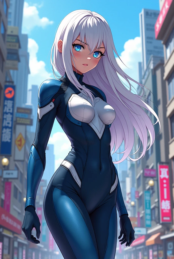 Highly detailed, High Quality, Masterpiece, beautiful, 1girl, solo, Evelyn1, <lora:Char_OG_Aseyna:0.6>, zero suit, blue gloves, high heels, <lora:Outfit_ZeroSuit:0.9>, sitting, smile