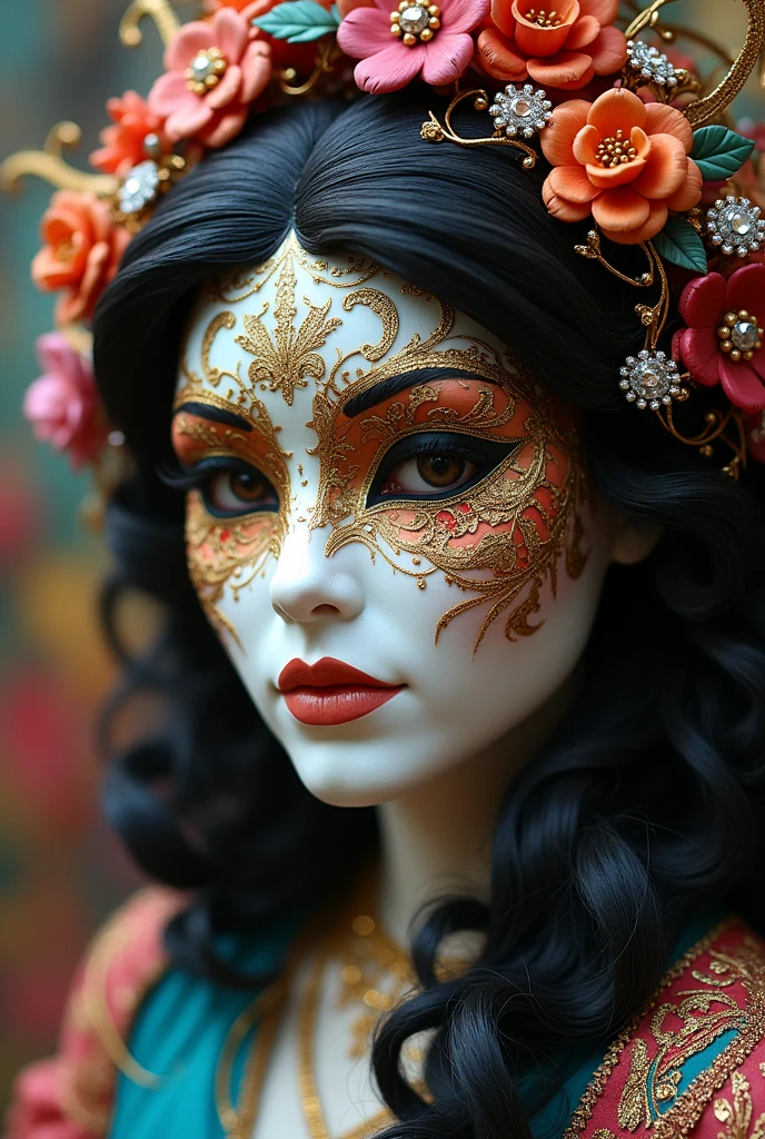 a close up of a statue of a woman with a red headdress, cinematic goddess close shot, Close-up portrait goddess skull, goddess close-up portrait, beautiful intricate face, detailed beautfiul face, Gorgeous Role Play, hyper-detailed fantasy character, extremely detailed goddess shot, detailed matte fantasy portrait, beautiful face detail, Beautiful detailed face, portrait of female humanoid