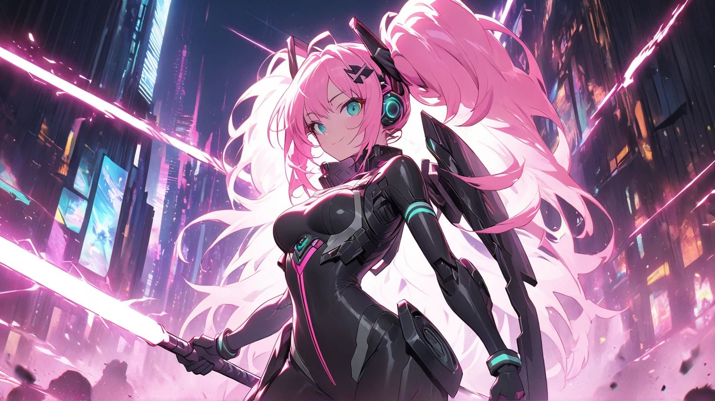 Pink haired anime girl in front of a neon background, cyberpunk anime girl, best anime 4k konachan wallpaper, digital cyberpunk anime art, anime cyberpunk art, digital cyberpunk - anime art, female cyberpunk anime girl, cyberpunk anime girl mech, anime style 4 k, perfect android girl, cyberpunk anime art, modern cyberpunk anime, anime cyberpunk, nightcore