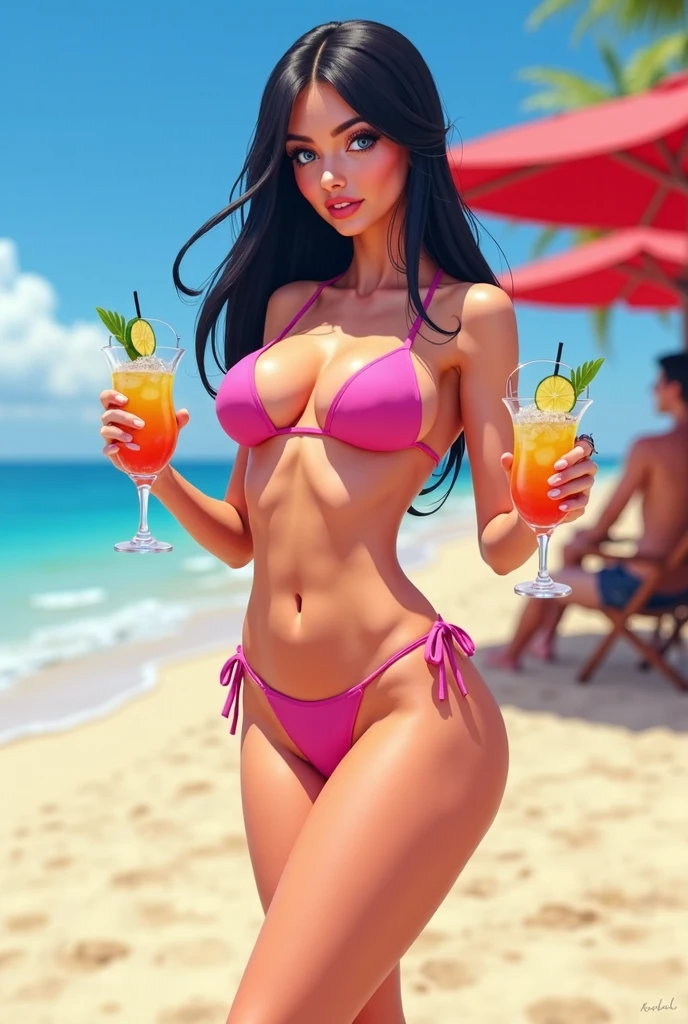 realistic, 2 girls, ice cream licking, big mouth open, bikini, evening