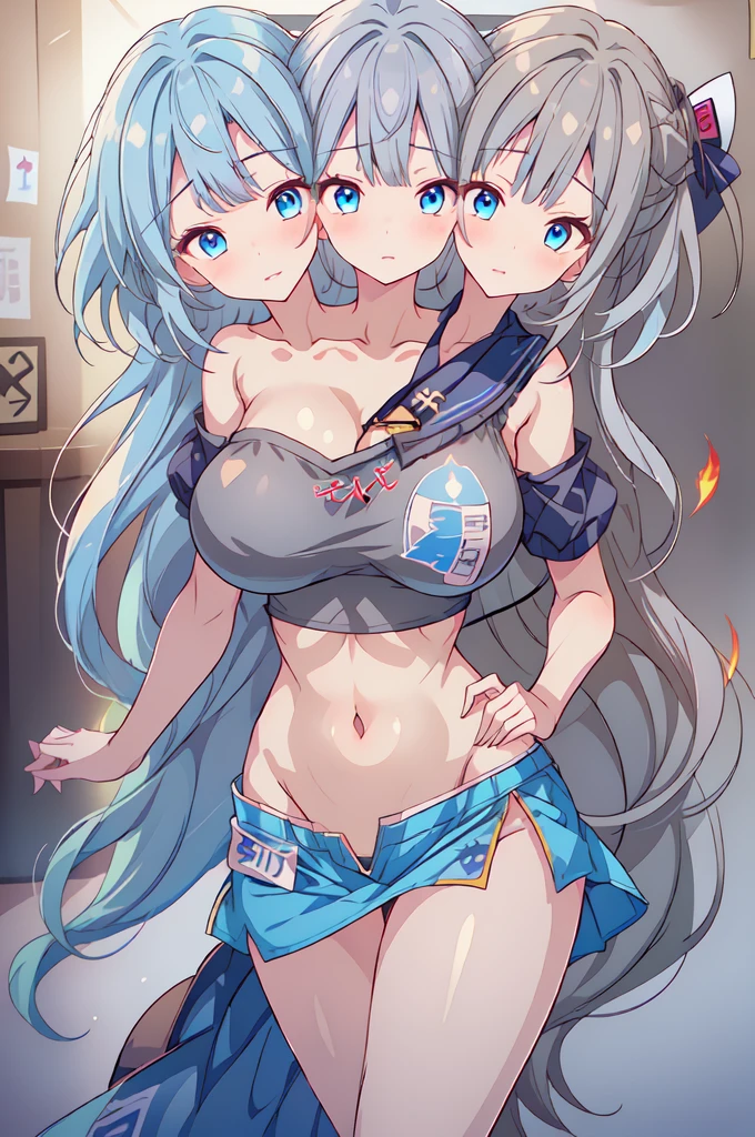 (seira sodeshiro) (highest quality) (very determined, strong energy) ((4 people)) (determined face) (long cowgirl hair) ((tanned skin)) (determined look) ((extremely pretty)) (they are close to you)) ((teasing you with their hair)) ((your pov)) ((lively colours)) ((loveliest)) ((they are seductively smiling at you)) ((she is with her 2 siblings and daughter)) ((loving expression))