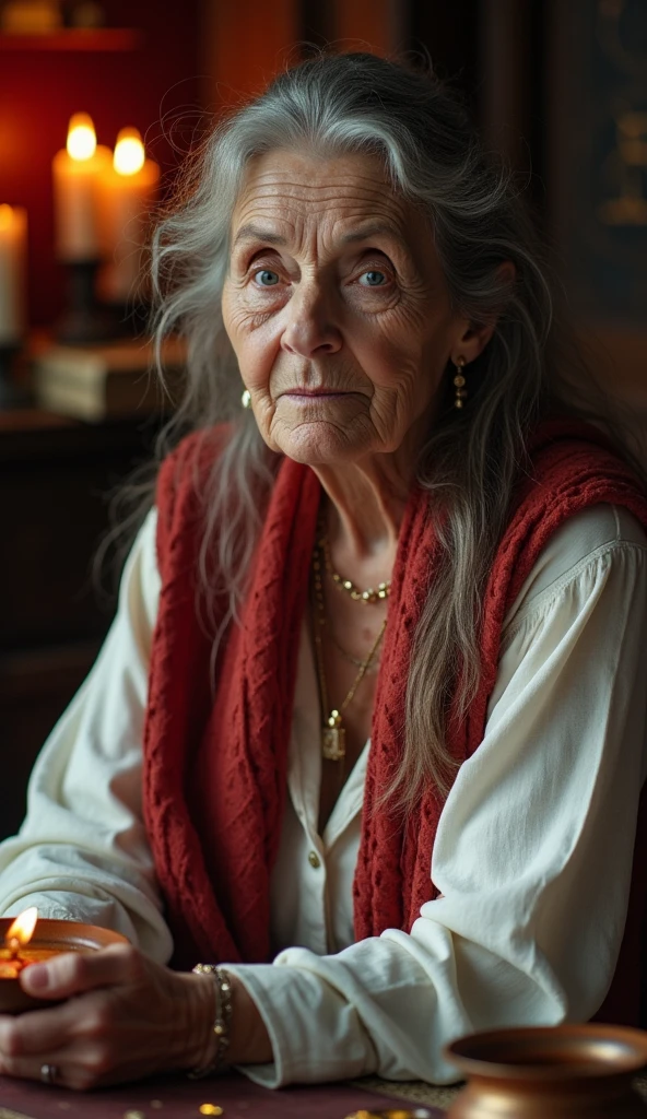 A cinematic photo of an elderly woman with wisdom and mystique - SeaArt AI
